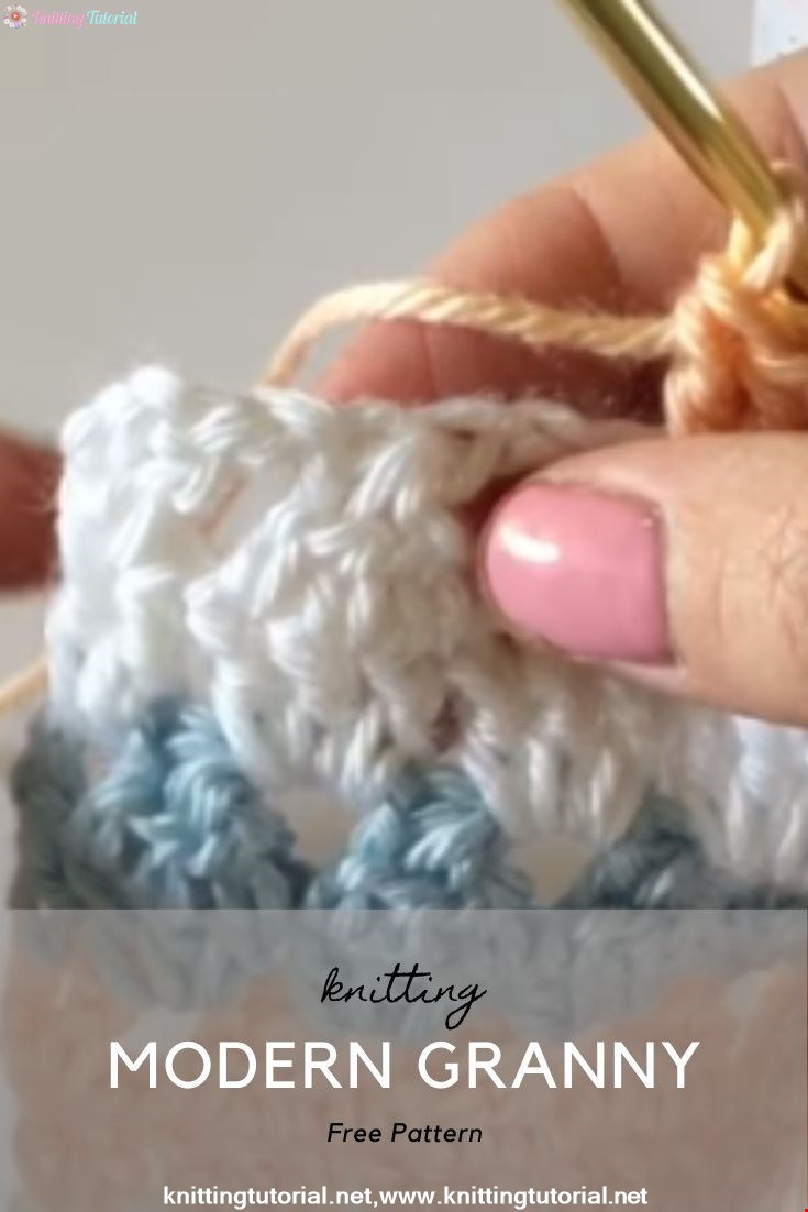 Crochet Modern Granny in Peach and Blue