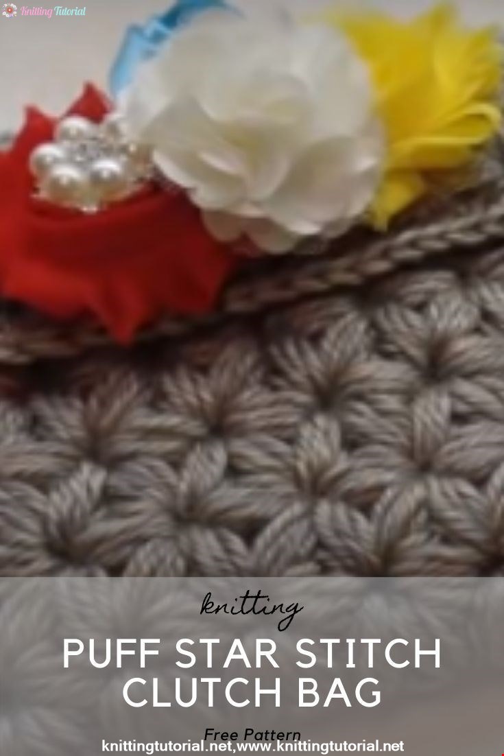 Crochet Puff Star Stitch Clutch Bag