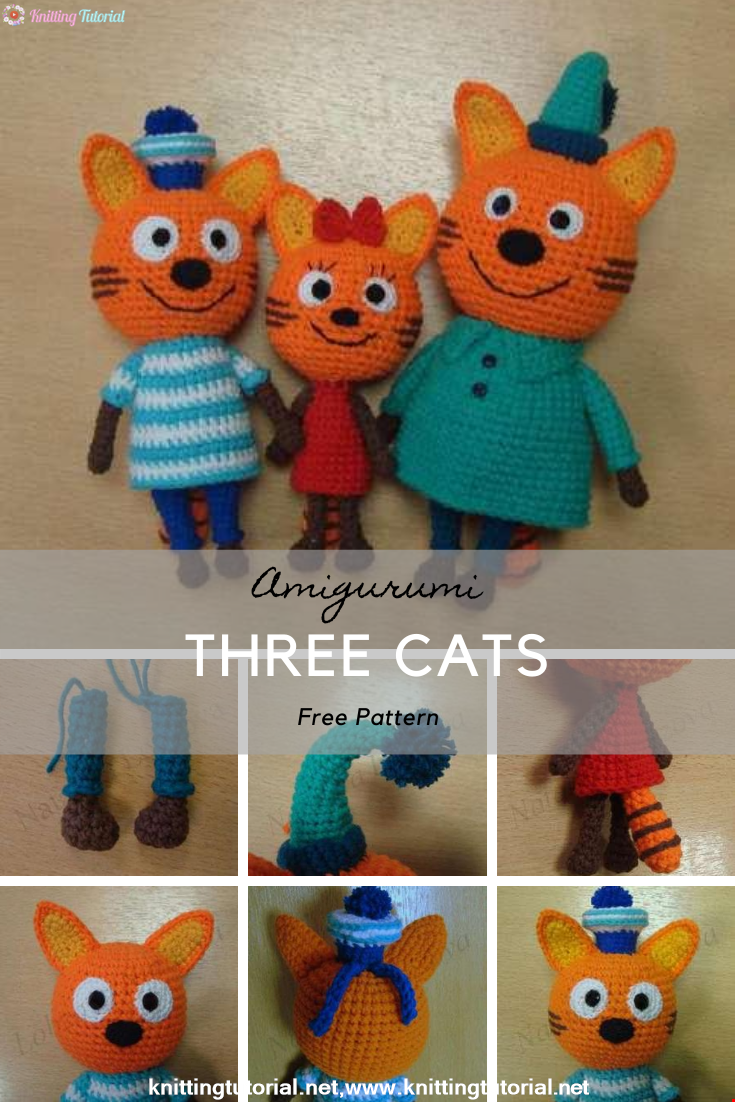 Three Amigurumi Cats Crochet Pattern